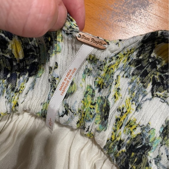 Free People Cotton Twist Strap Floral Slouchy Mini Dress/Tunic Top Sz L - Picture 4 of 6